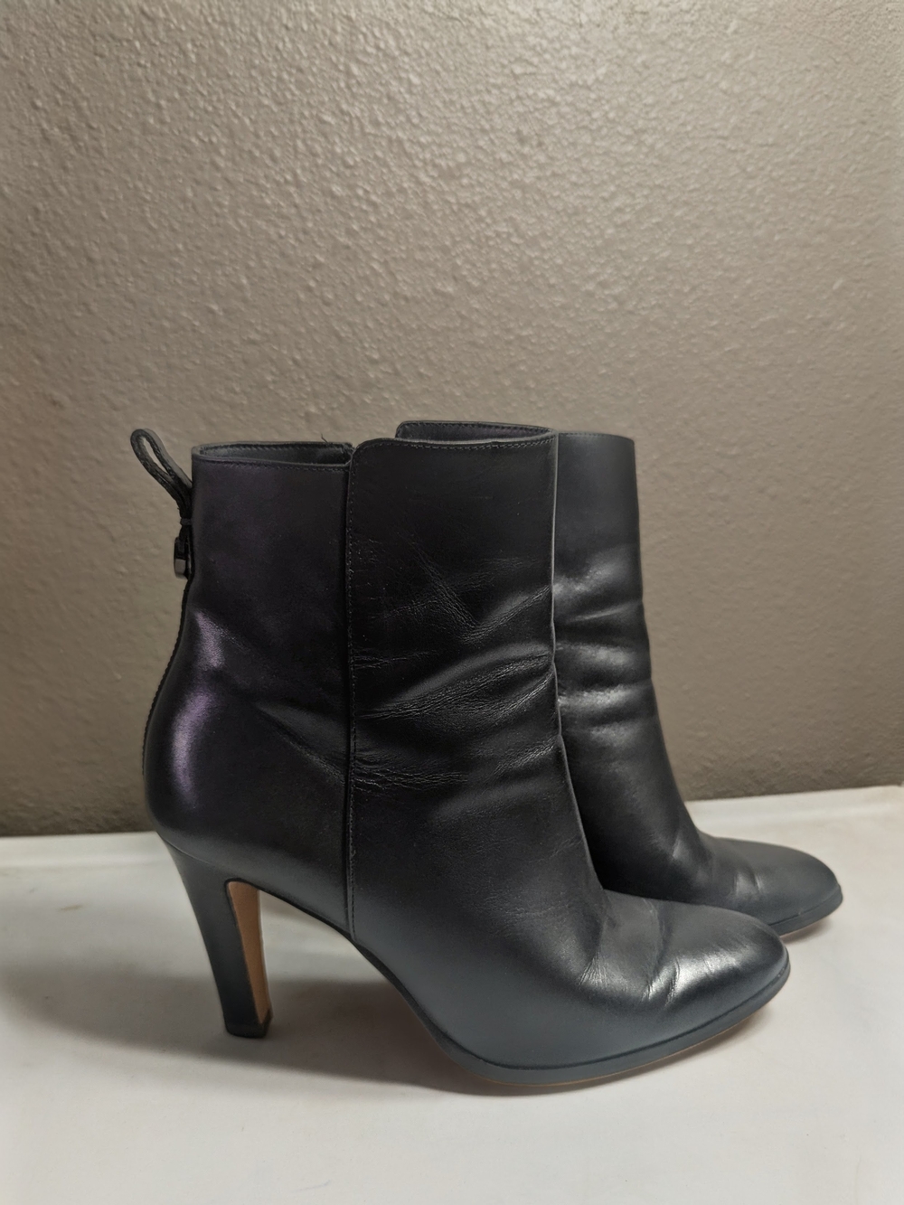 Coach Black Leather High-Heel Ankle Booties